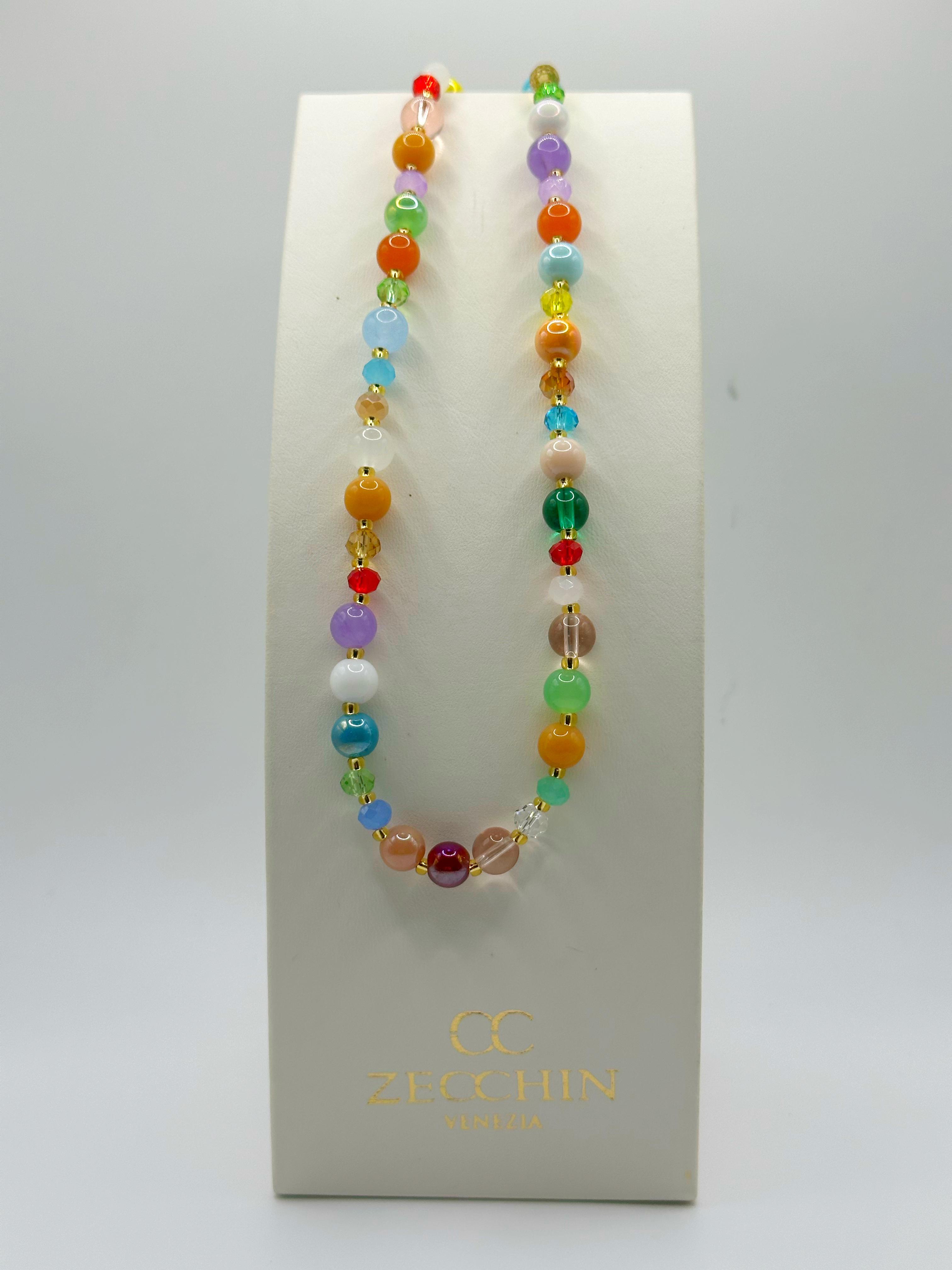 Collana Pastello con perle in vetro di Murano, multicolore